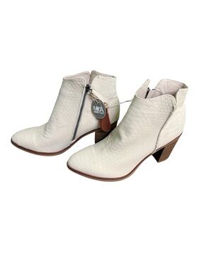 MIA Python Style Ankle Boots, Women's Size 8.5  Ivory